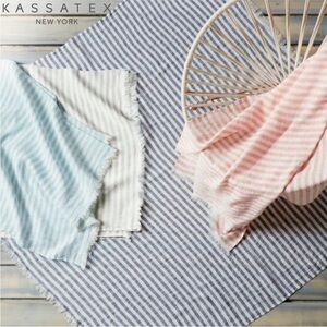 Kassatex Women’s Striped Holbox Linen Beach Blanket Swim Lightweight